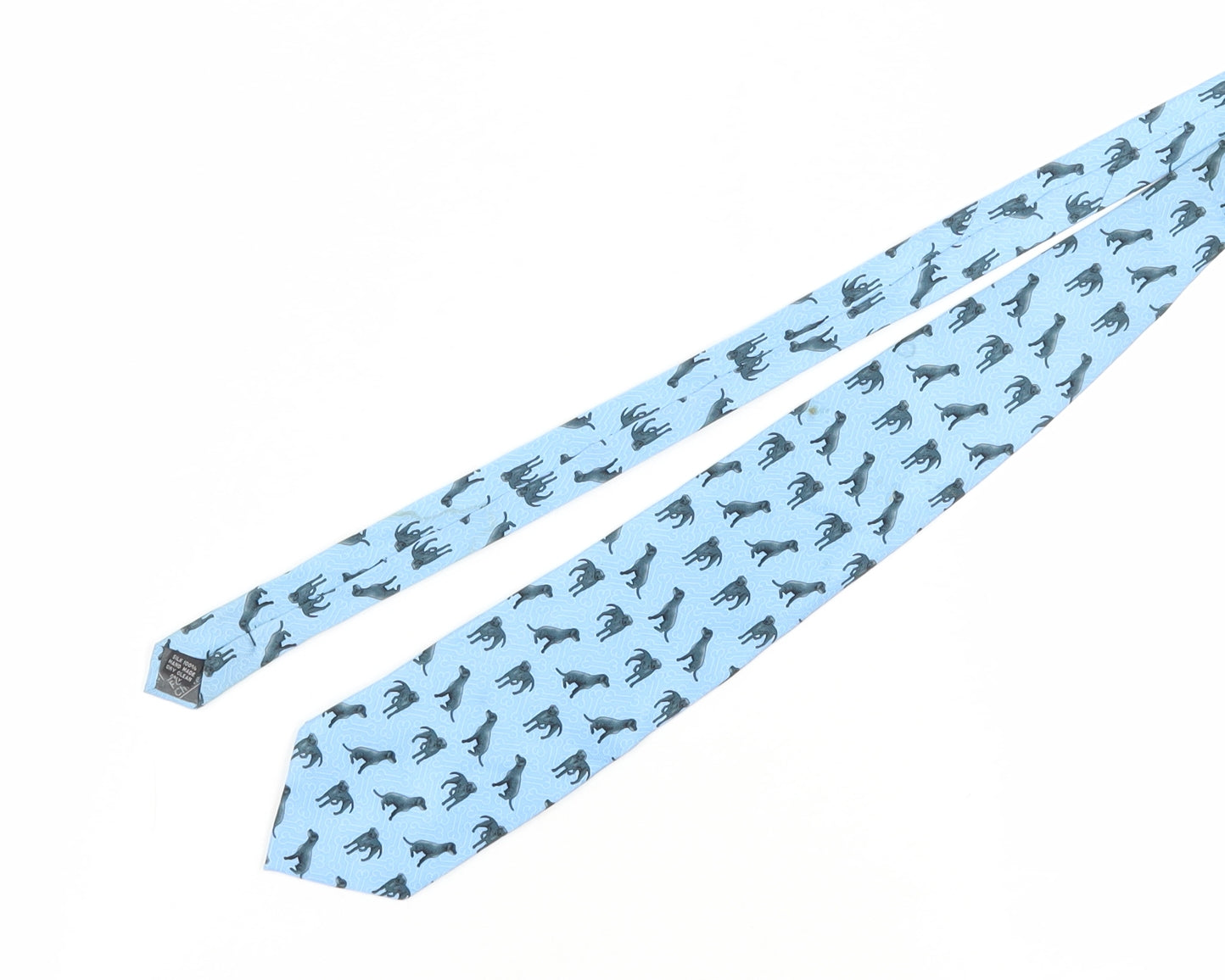 Mens Fox & Chave Blue Animal Print 100% Silk  Tie