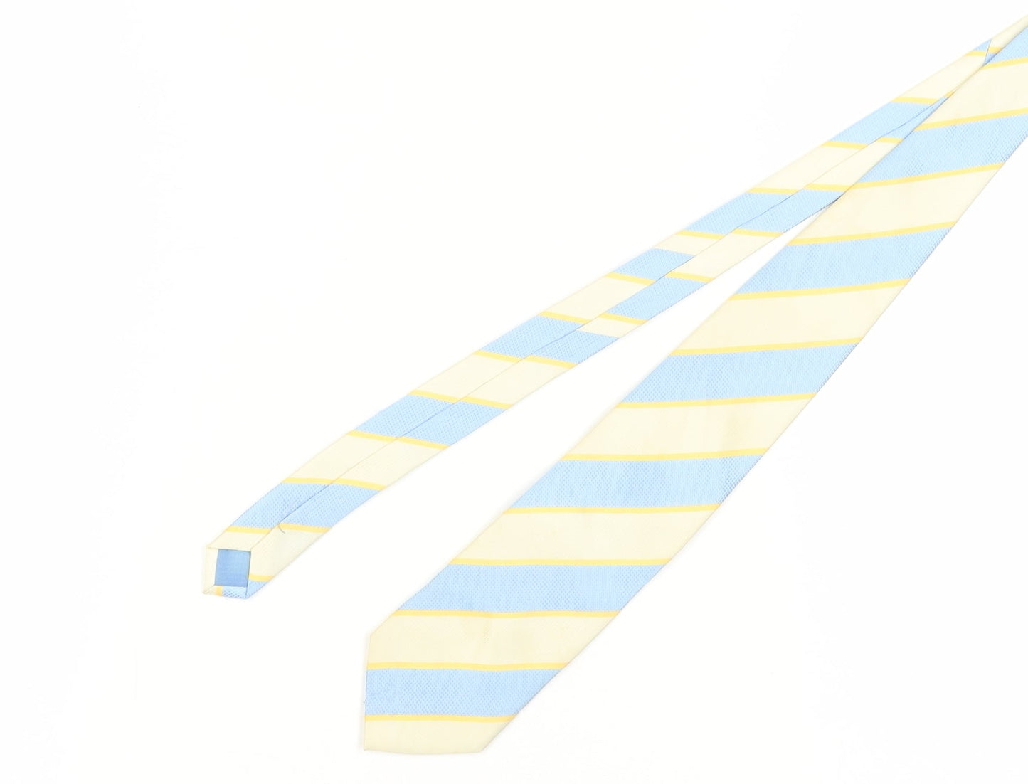 Francisco Barón Men's Blue Yellow Silk Striped Slim Tie