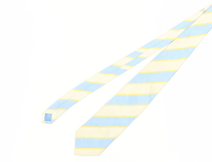 Francisco Barón Men's Blue Yellow Silk Striped Slim Tie