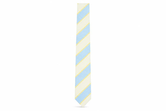 Francisco Barón Men's Blue Yellow Silk Striped Slim Tie