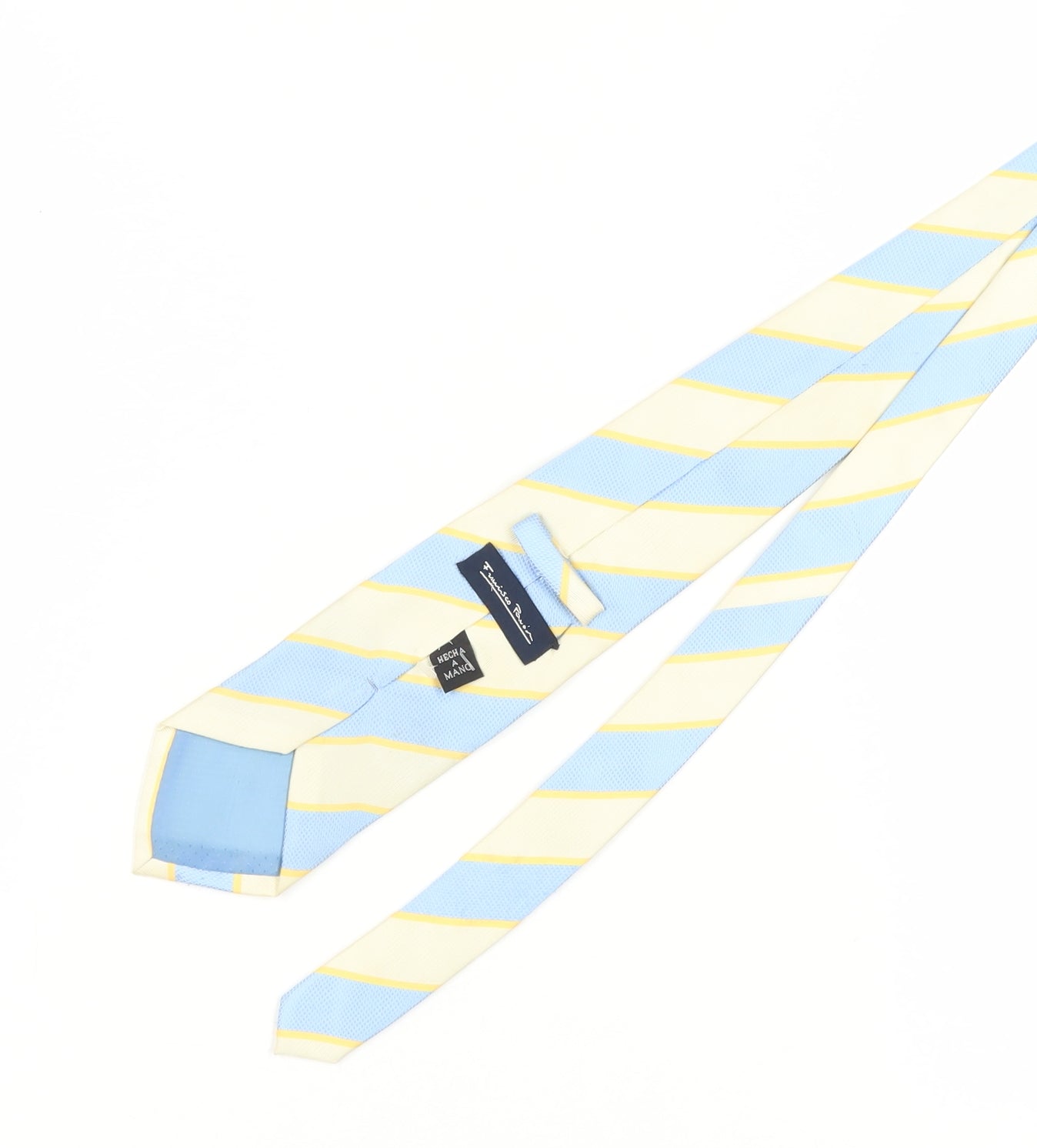 Francisco Barón Men's Blue Yellow Silk Striped Slim Tie