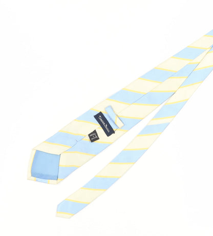 Francisco Barón Men's Blue Yellow Silk Striped Slim Tie