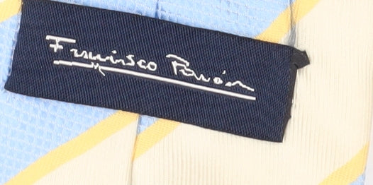 Francisco Barón Men's Blue Yellow Silk Striped Slim Tie