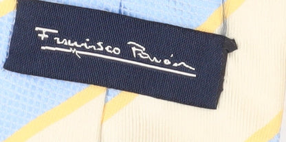 Francisco Barón Men's Blue Yellow Silk Striped Slim Tie