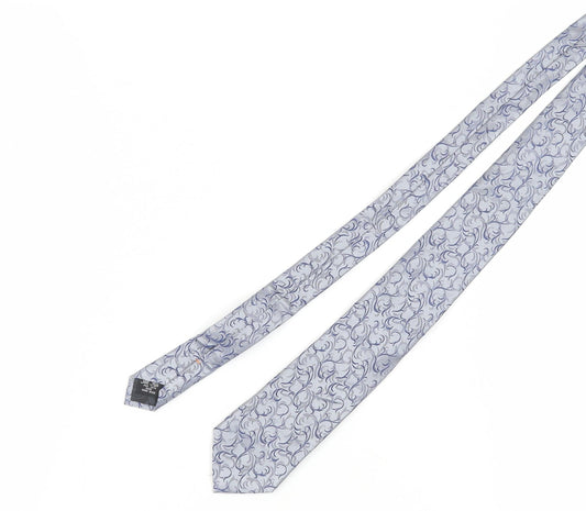 Simon Carter Men's Grey Floral Silk Handmade Tie