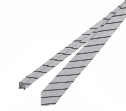 Jeff Banks Stvdio Men's Silver Slim Silk Striped Tie