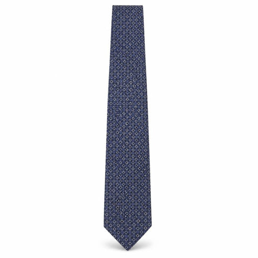 Mens Pierre Cardin Blue Geometric 100% Silk Designer Tie