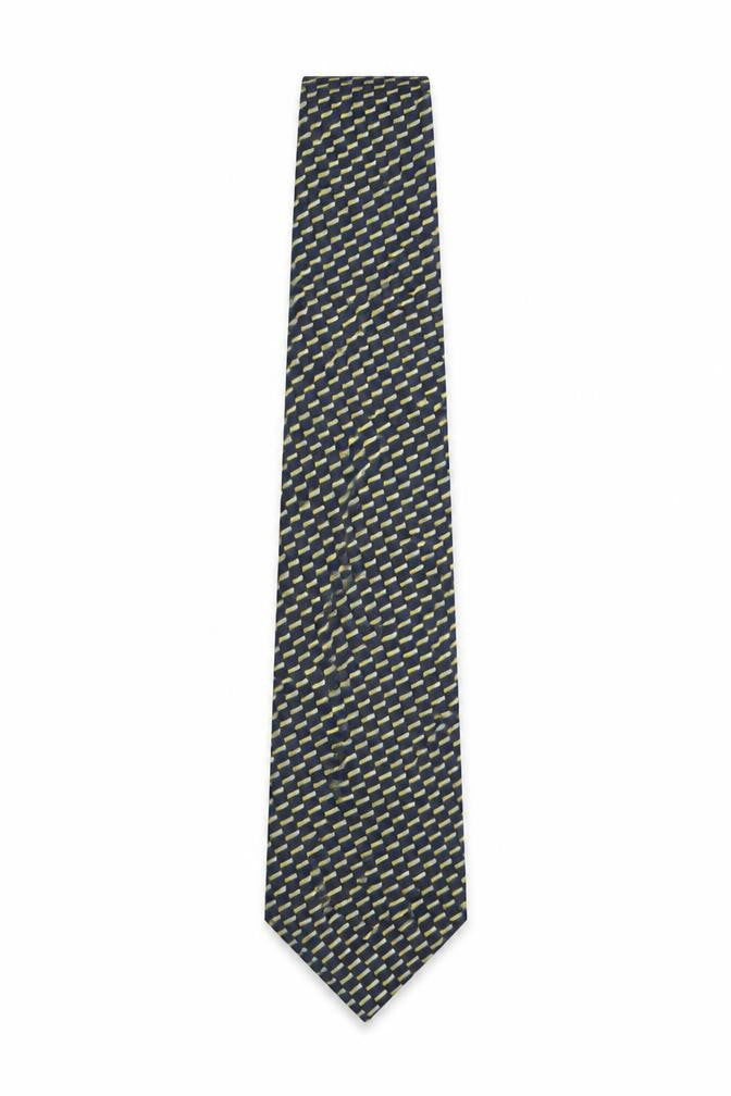 Mens Savile Row Blue Geometric 100% Silk  Tie