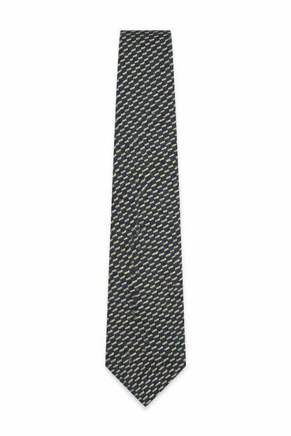 Mens Savile Row Blue Geometric 100% Silk  Tie