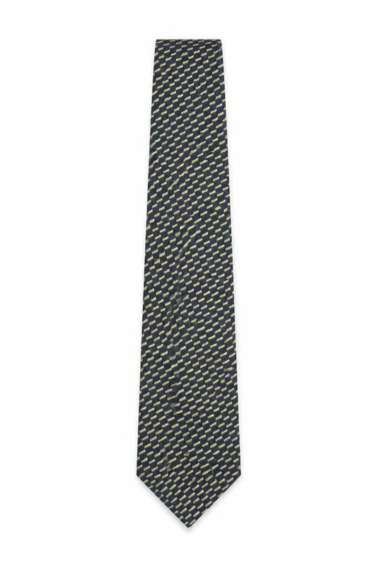 Mens Savile Row Blue Geometric 100% Silk  Tie