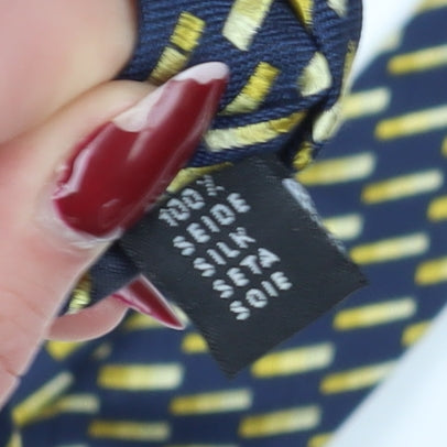 Savile Row Men's Blue Geometric Silk Tie