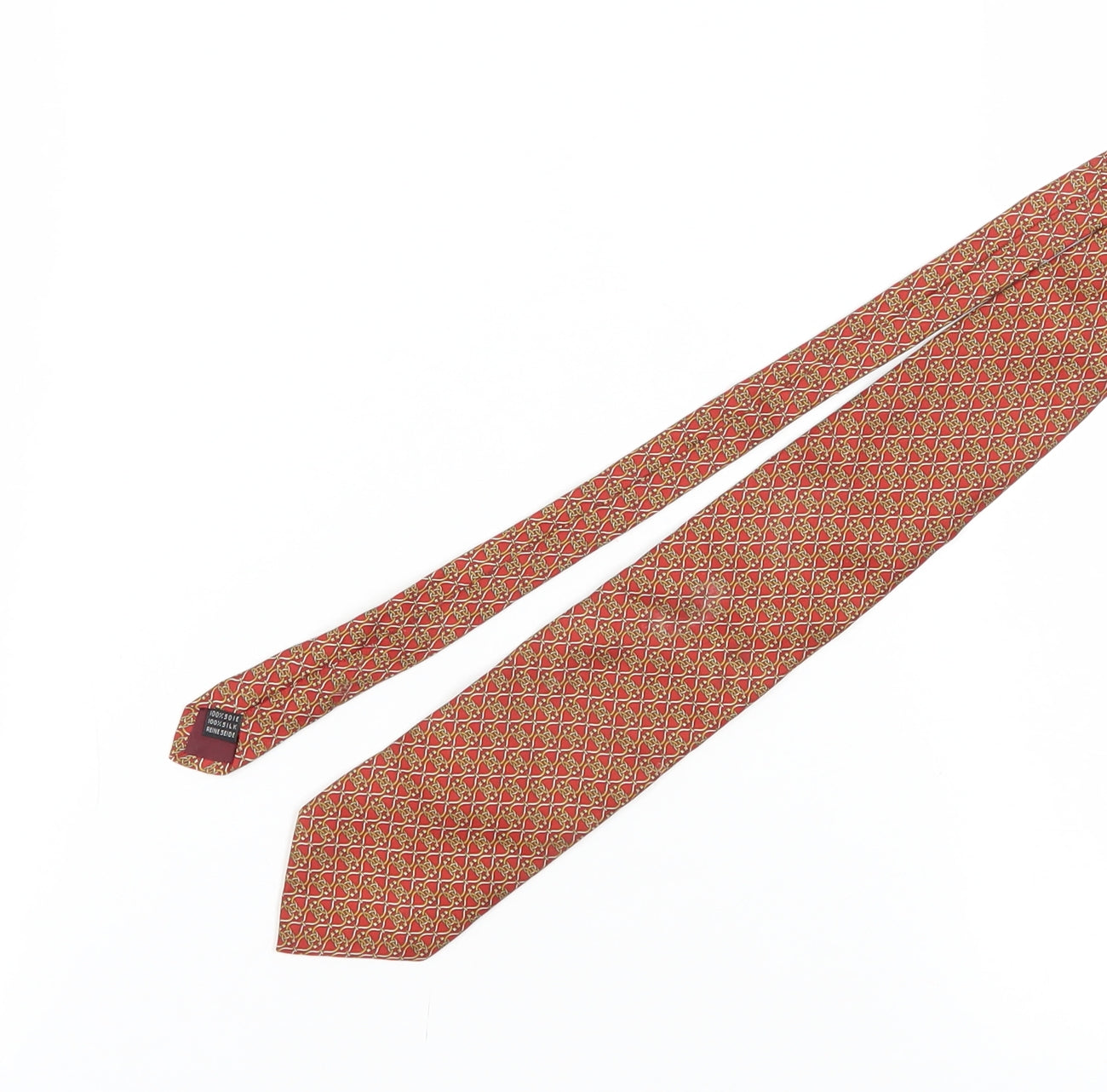 Mens Fox & Chave Red Geometric 100% Silk Designer Tie