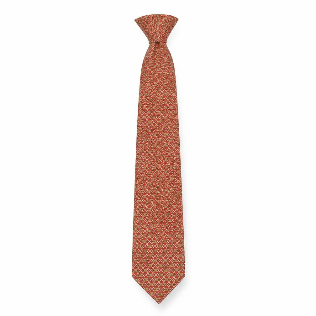 Mens Fox & Chave Red Geometric 100% Silk Designer Tie