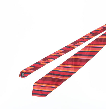 Yves Saint Laurent Men's Red Striped Silk Designer Tie