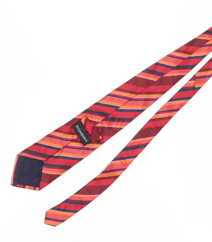 Yves Saint Laurent Men's Red Striped Silk Designer Tie