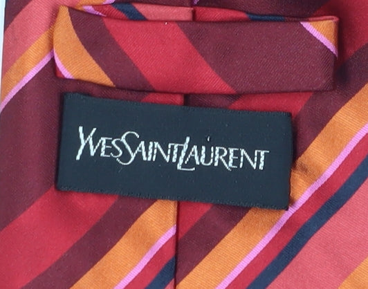 Yves Saint Laurent Men's Red Striped Silk Designer Tie