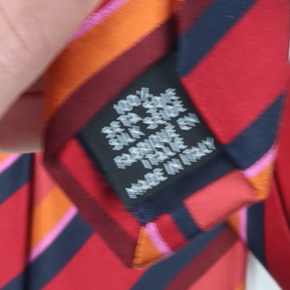 Yves Saint Laurent Men's Red Striped Silk Designer Tie