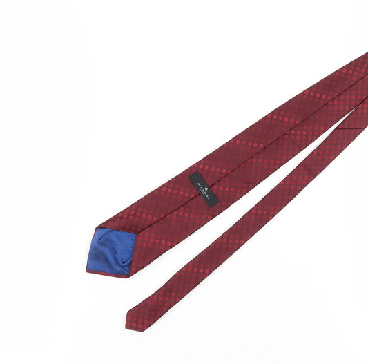 Jeff Banks Red Plaid Men's Silk Tie