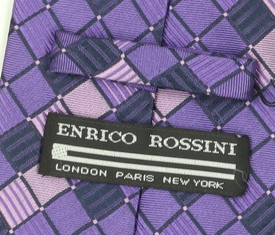 Enrico Rossini Men's Purple Geometric Silk Tie