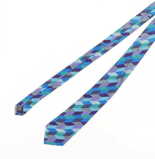 Austin Reed Men's Blue Geometric Silk Slim Tie