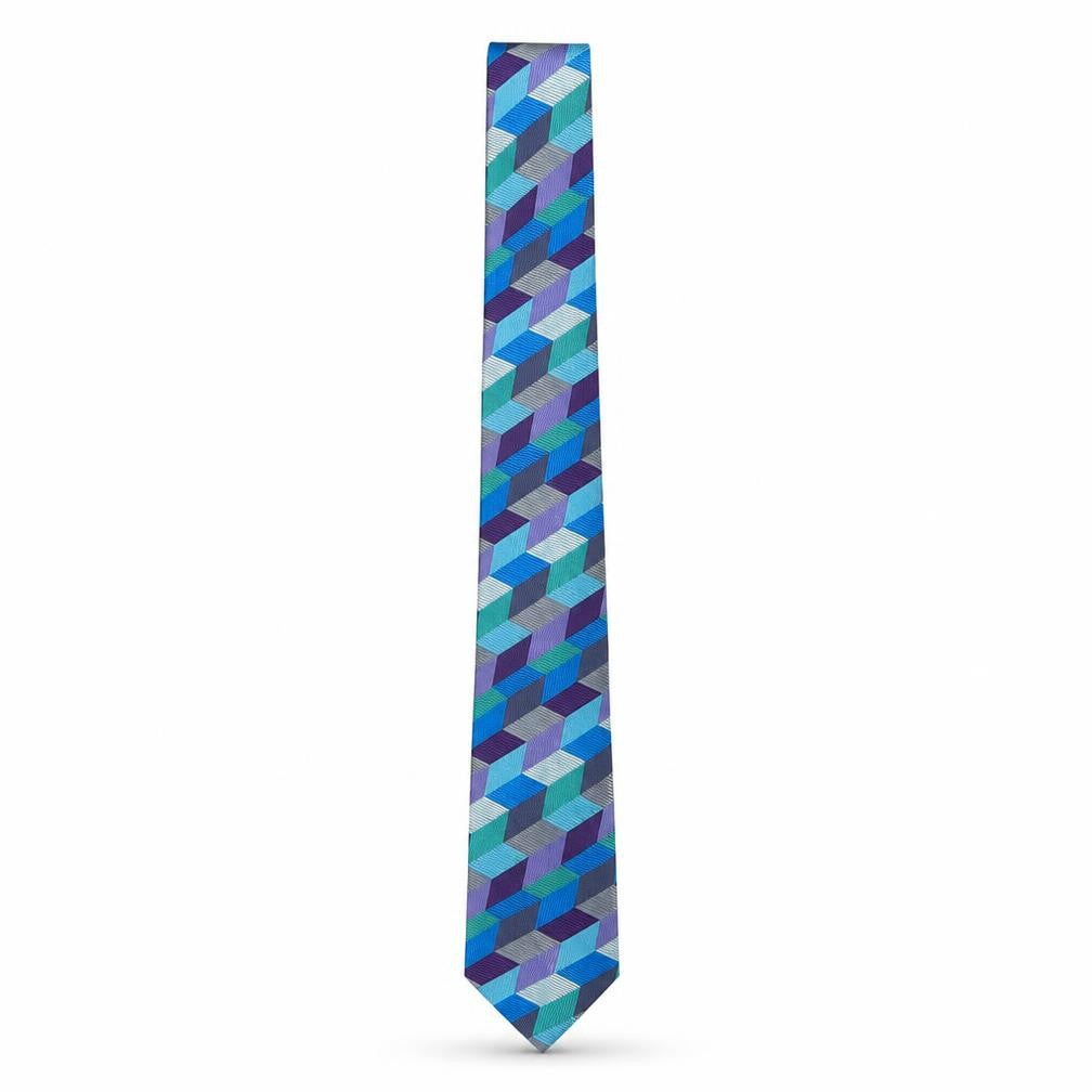 Mens Austin Reed Blue Geometric 100% Silk Slim Tie