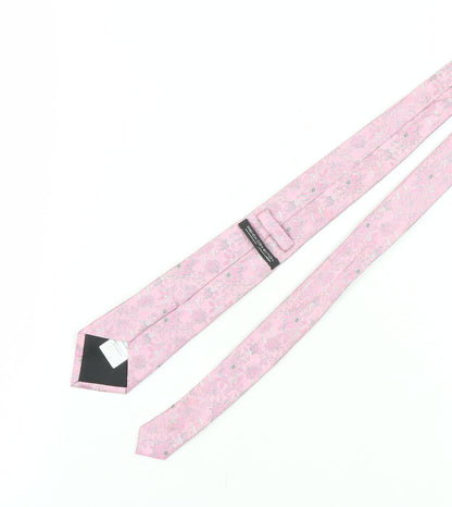 Mens French Connection Pink Floral 100% Silk  Tie