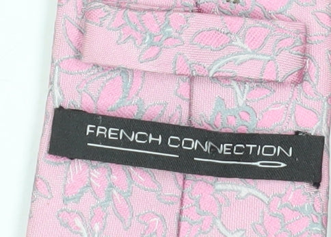 Mens French Connection Pink Floral 100% Silk  Tie