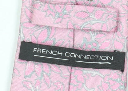 Mens French Connection Pink Floral 100% Silk  Tie