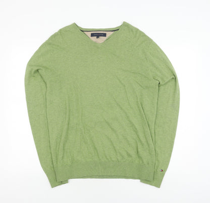 Tommy Hilfiger Men's Green V-Neck Pullover Jumper M