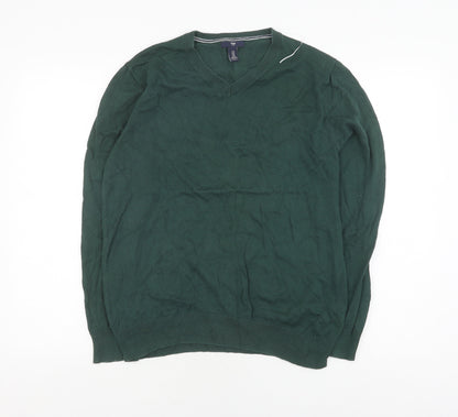 Gap Men's Green V-Neck Pullover Jumper, Size M
