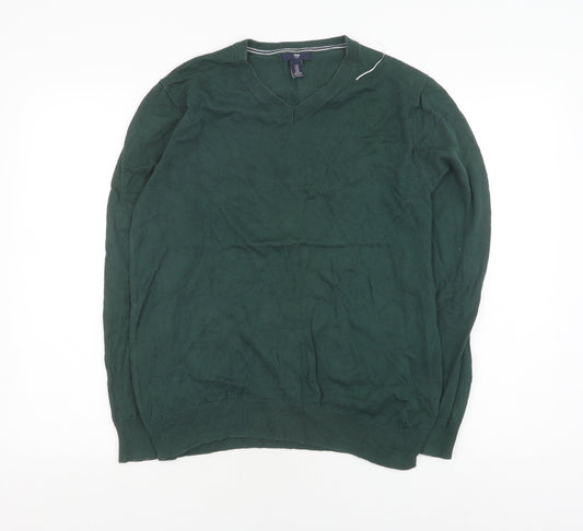 Gap Men's Green V-Neck Pullover Jumper, Size M