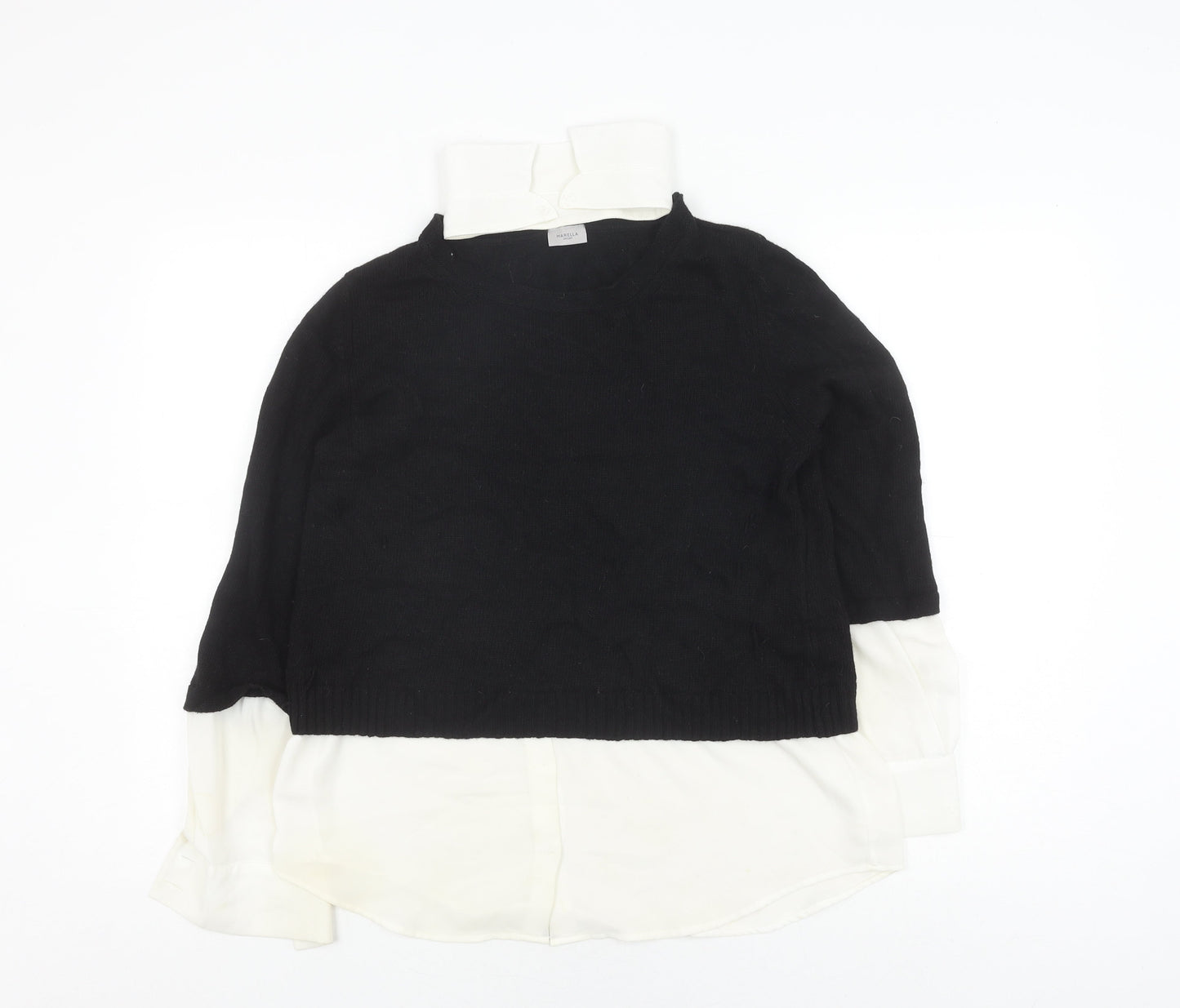 Marella Sport Women's Black Ivory Layered Knit Top M