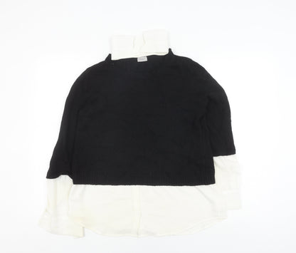 Marella Sport Women's Black Ivory Layered Knit Top M