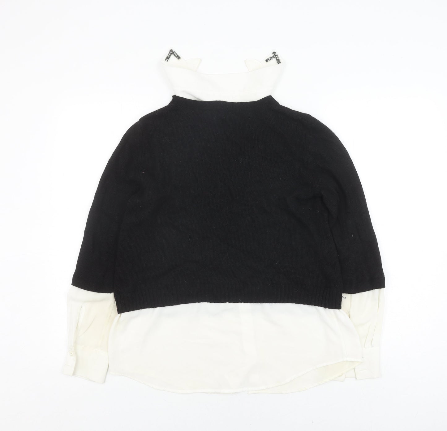 Marella Sport Women's Black Ivory Layered Knit Top M