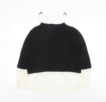 Marella Sport Women's Black Ivory Layered Knit Top M