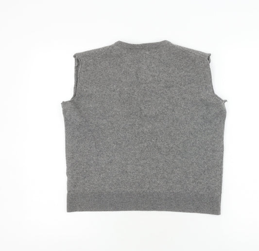 Avenue Grey Wool V-Neck Sleeveless Tank L