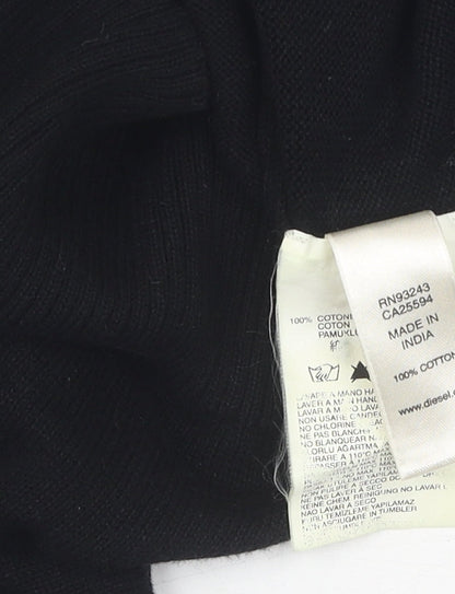Diesel Women's Black Cotton Henley Jumper, Size S