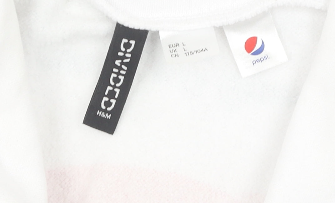 H&M Pepsi Women's White Full Zip Logo Sweatshirt L