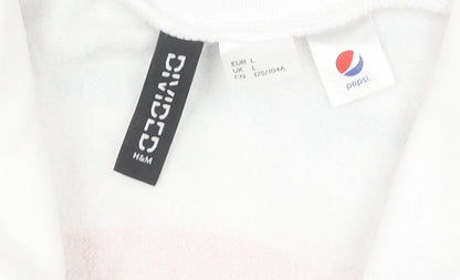 H&M Pepsi Women's White Full Zip Logo Sweatshirt L