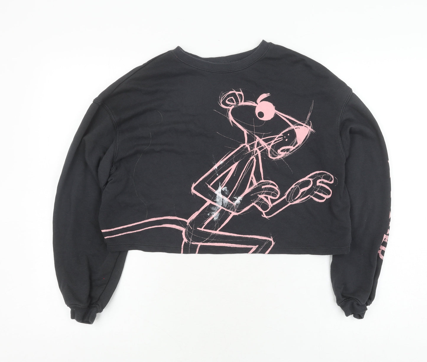 H&M Girls Black Pink Panther Pullover Sweatshirt 14-15 Years