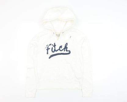 Abercrombie & Fitch White Pullover Hoodie, Large