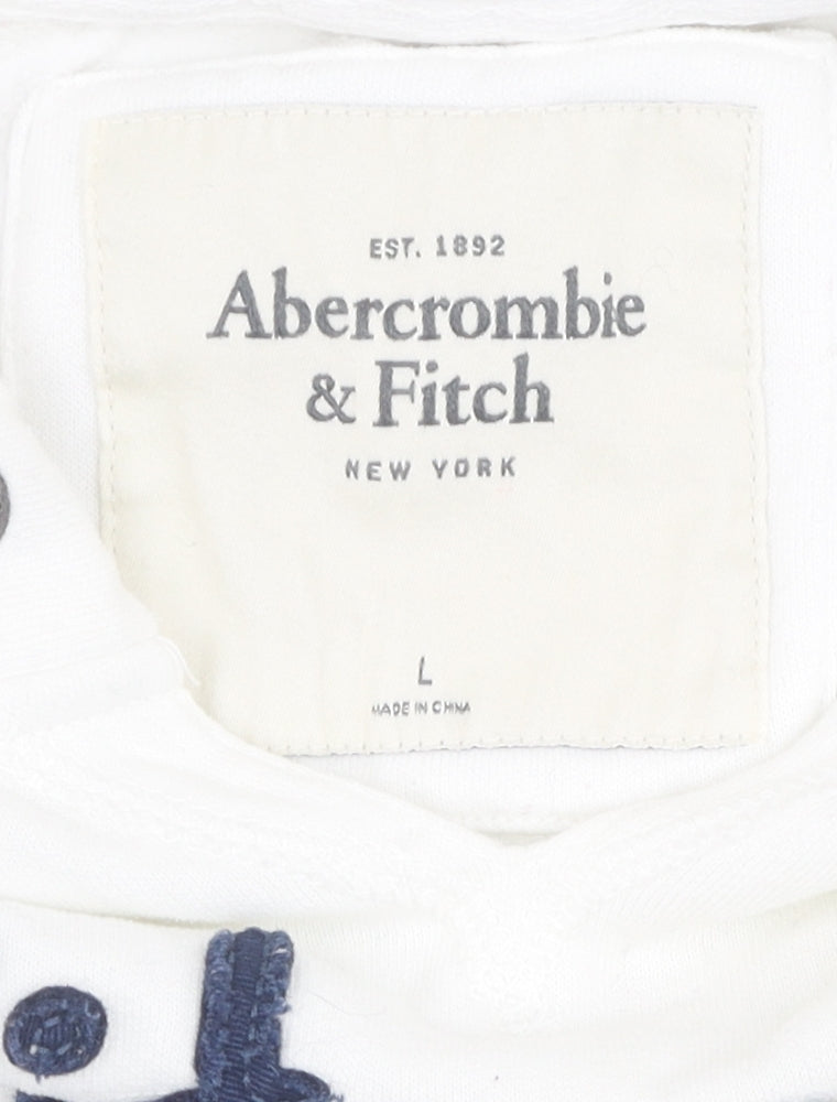 Abercrombie & Fitch White Pullover Hoodie, Large