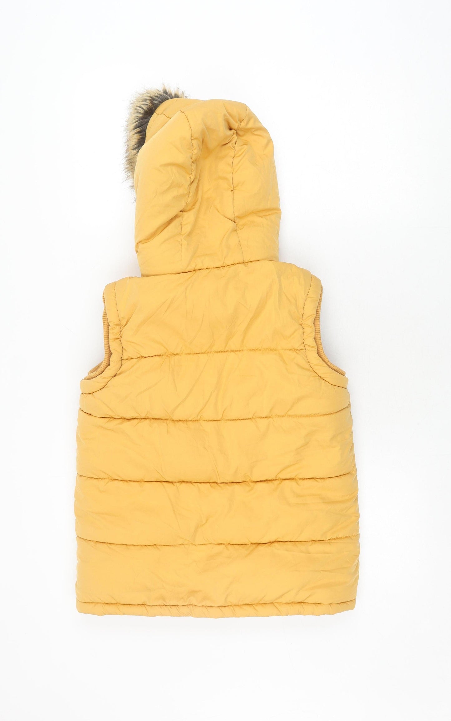 Fat Face Girls Yellow Puffer Jacket 11 Years Hooded Faux Fur