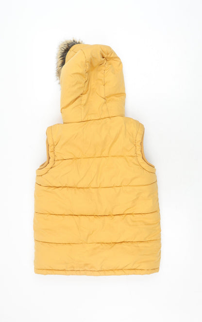 Fat Face Girls Yellow Puffer Jacket 11 Years Hooded Faux Fur