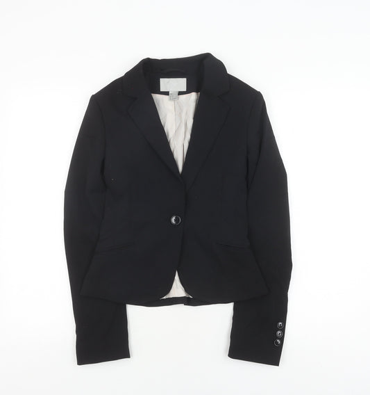 H&M Women's Black Blazer Size 6 Regular Fit