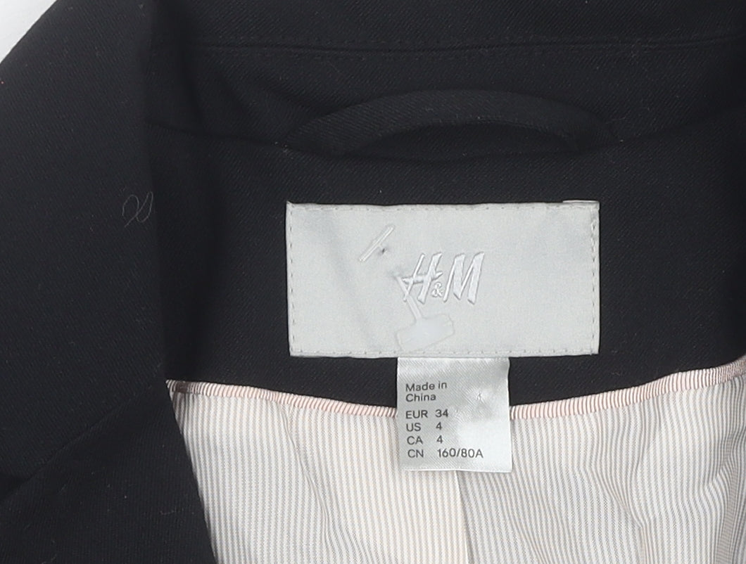 H&M Women's Black Blazer Size 6 Regular Fit