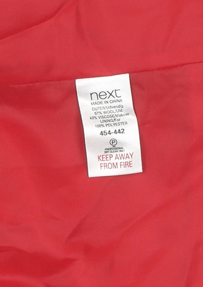 Next Girls Red Wool Blend Duffle Coat, Hooded, 6-12M