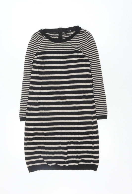 H&M Women's Black Striped Jumper Dress XS