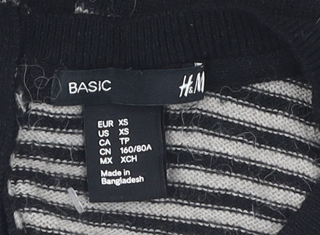 H&M Women's Black Striped Jumper Dress XS