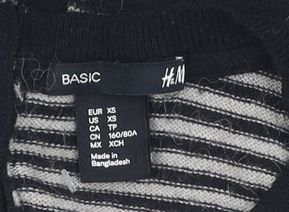 H&M Women's Black Striped Jumper Dress XS